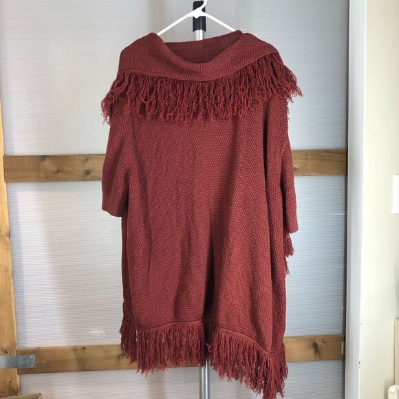 Opening CEREMONY Merino Wool Dark Red‎ Fringe Scarf Short Slv Long Knit Cardigan - Picture 8 of 10